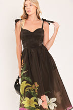Cacao Floral Festival Midi Dress