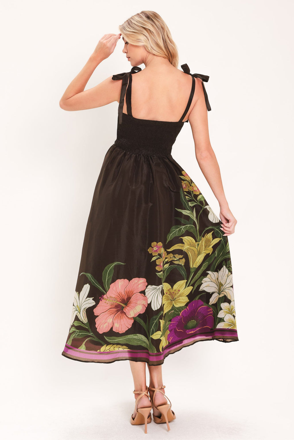 Cacao Floral Festival Midi Dress