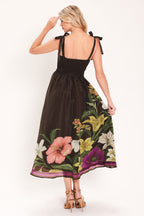 Cacao Floral Festival Midi Dress