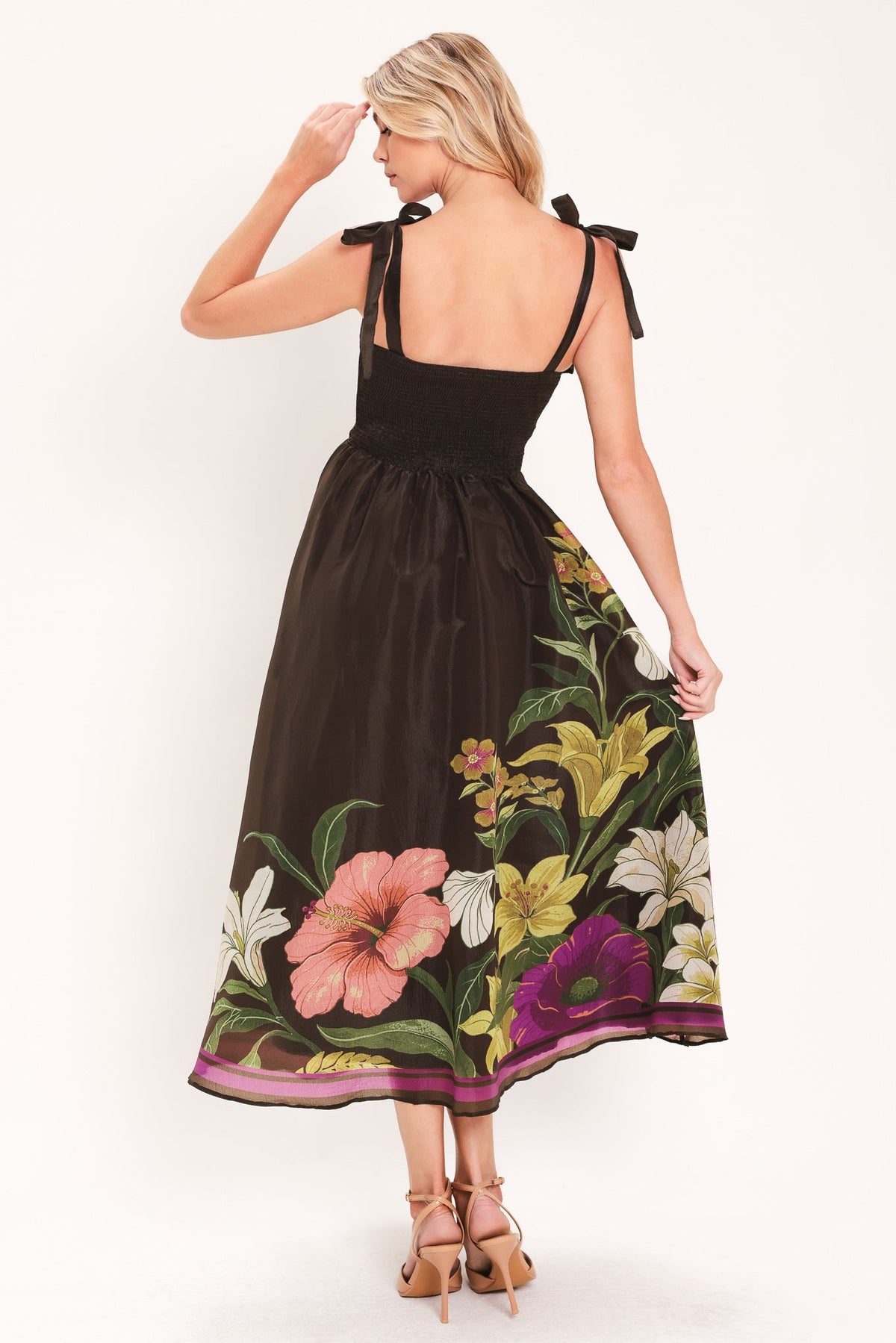 Cacao Floral Festival Midi Dress