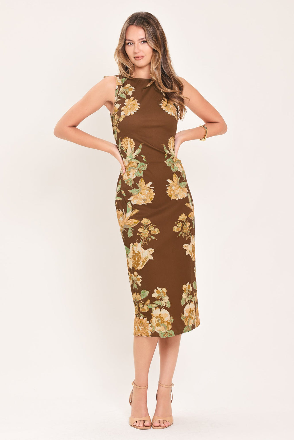 Sepia Flora Sculpture Midi Dress