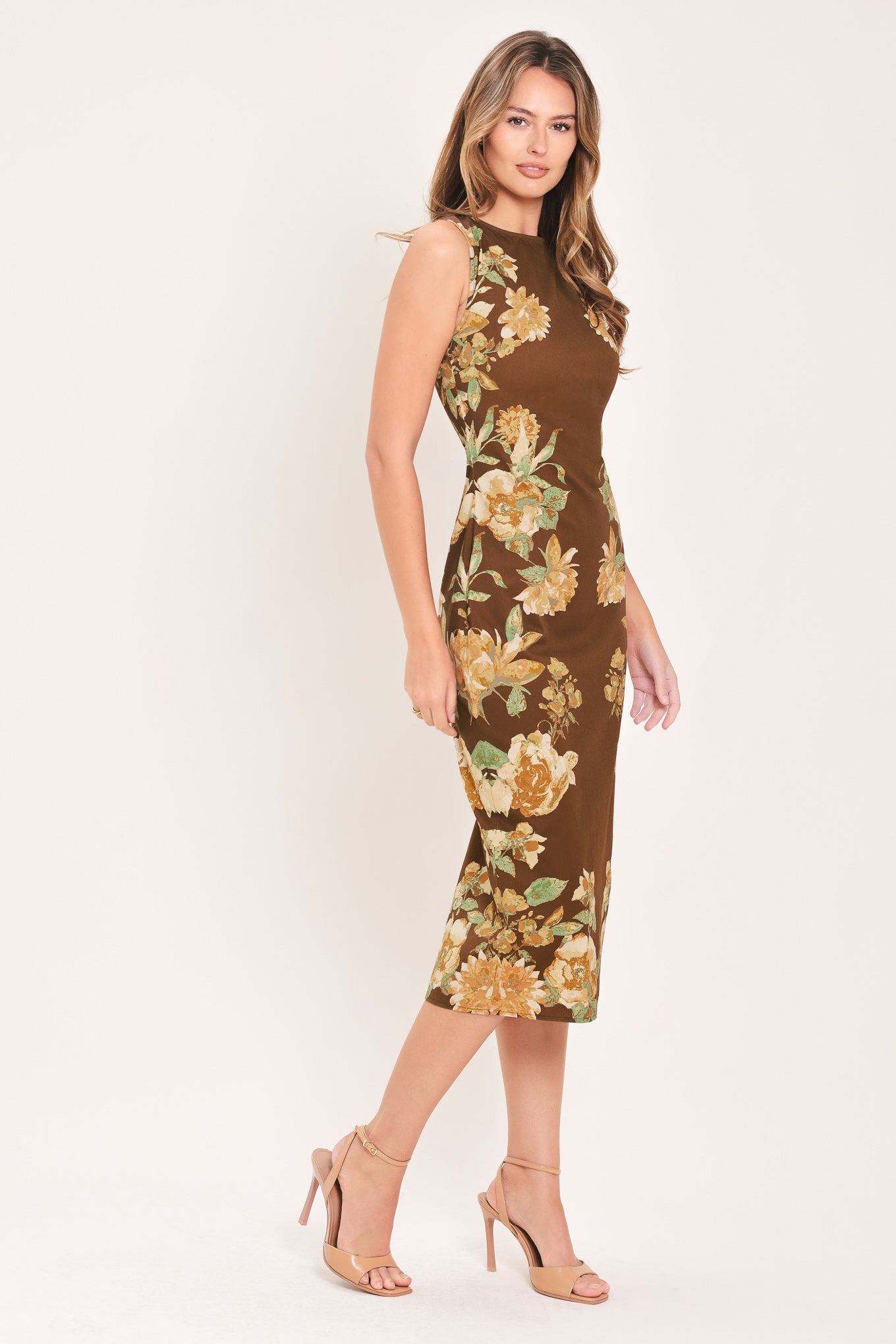 Sepia Flora Sculpture Midi Dress