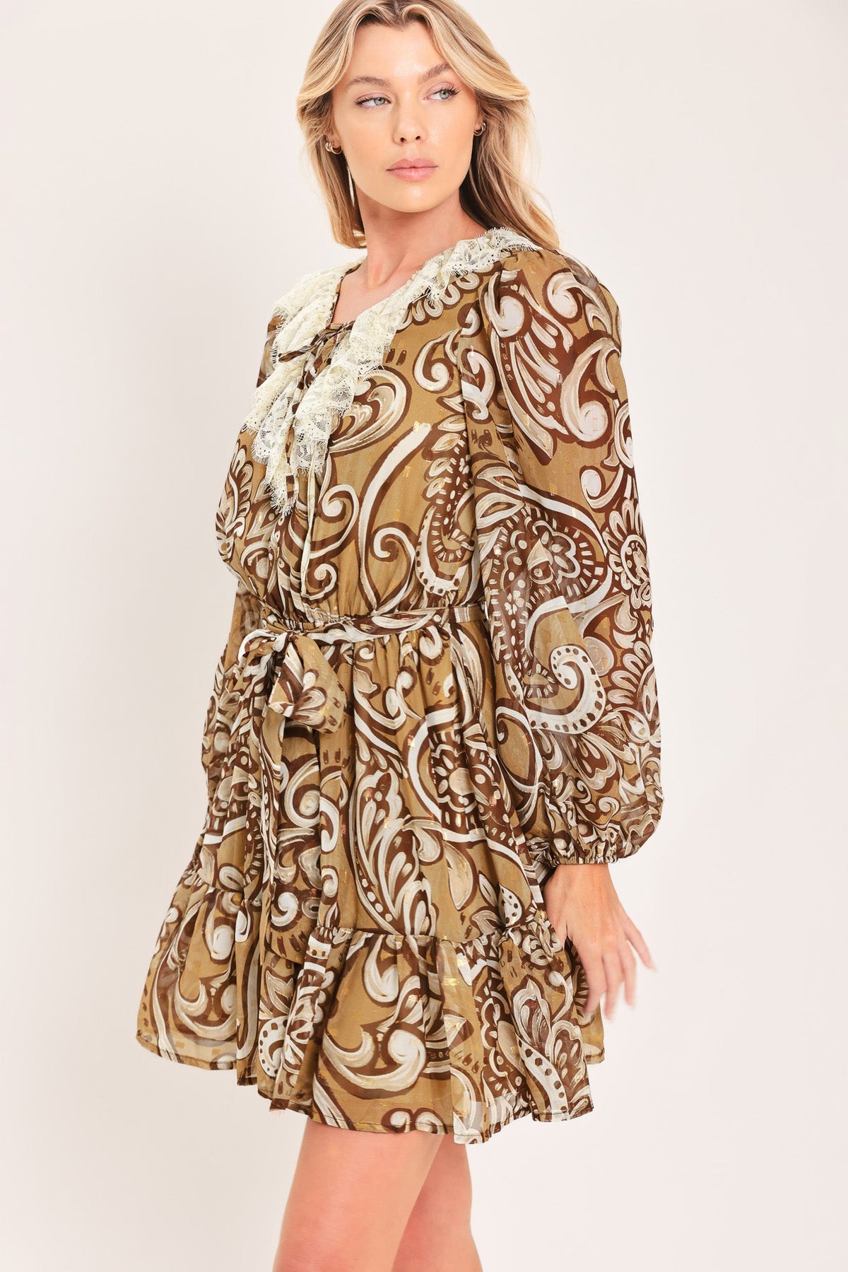 Hazelnut Lace Story Mini Dress