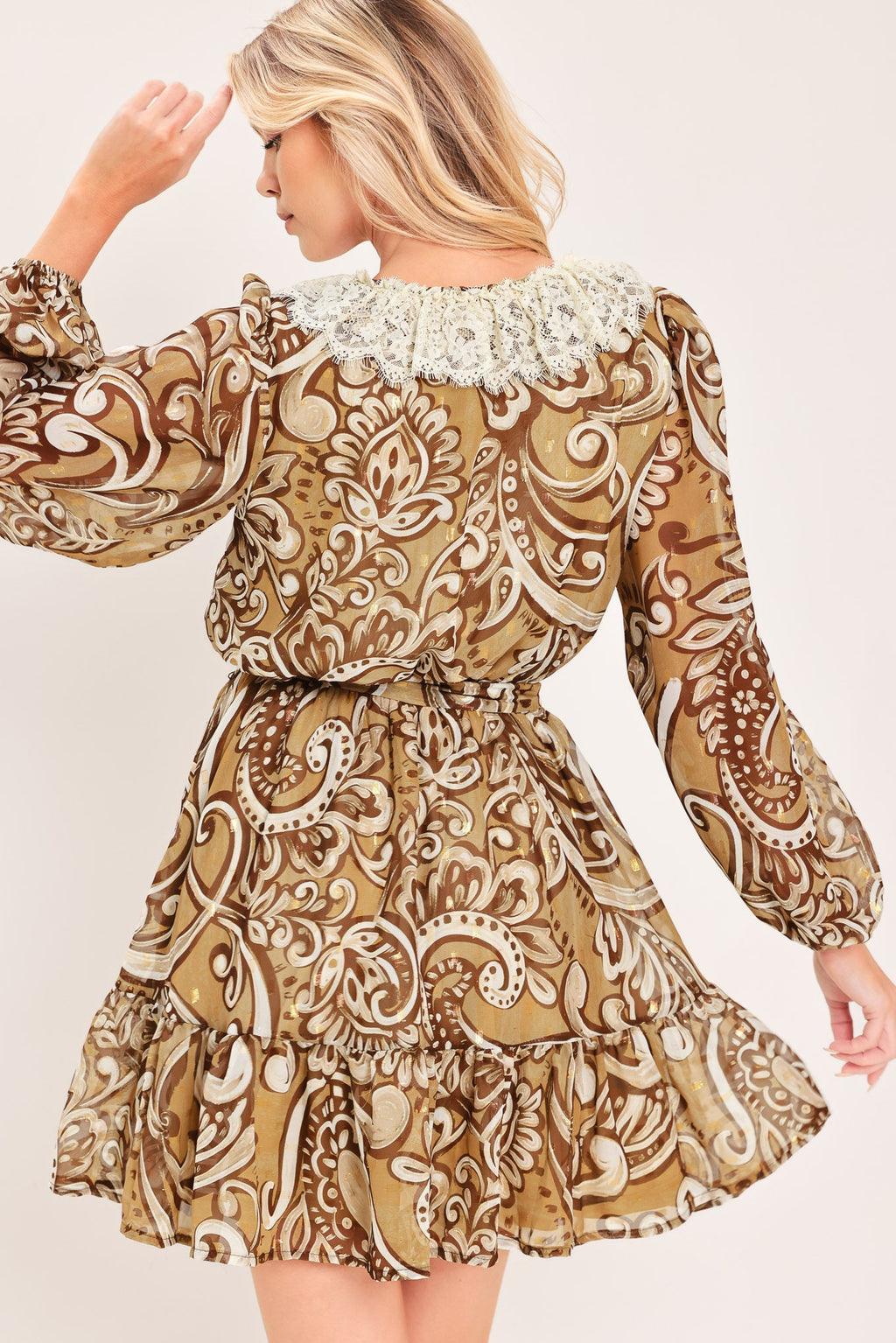 Hazelnut Lace Story Mini Dress