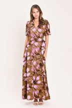 Violet Garden Drift Faux Wrap Maxi Dress