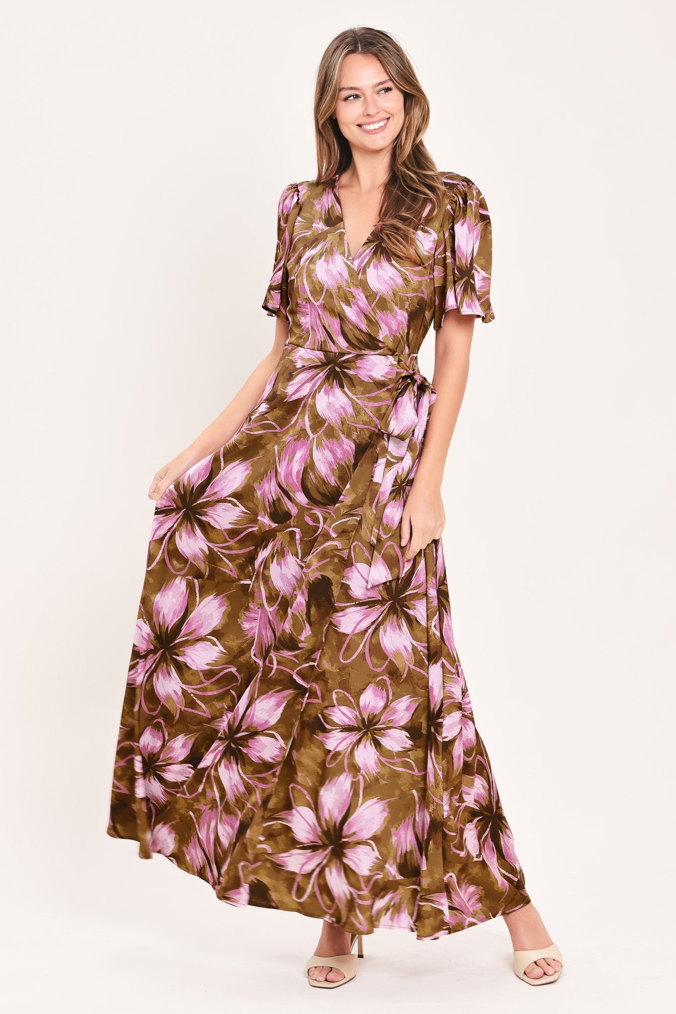 Violet Garden Drift Faux Wrap Maxi Dress