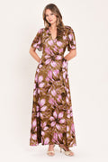 Violet Garden Drift Faux Wrap Maxi Dress