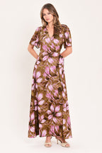 Violet Garden Drift Faux Wrap Maxi Dress