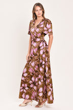 Violet Garden Drift Faux Wrap Maxi Dress