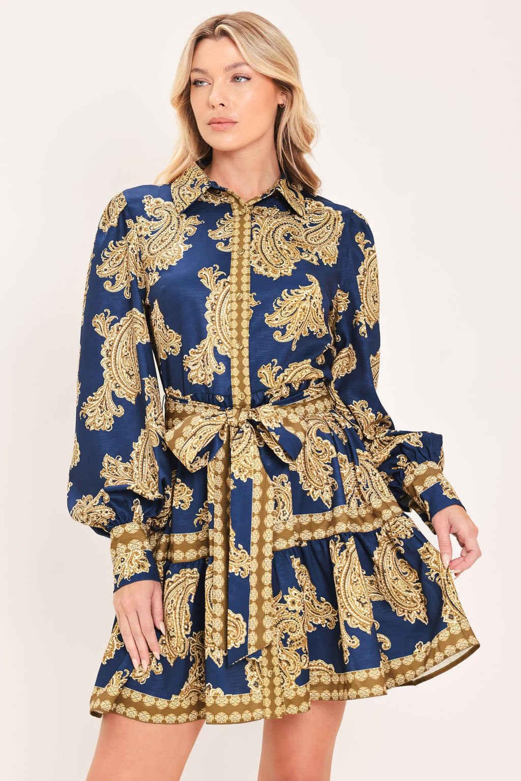Sapphire Ornament Mini Shirt Dress