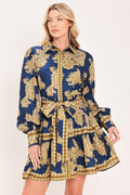 Sapphire Ornament Mini Shirt Dress