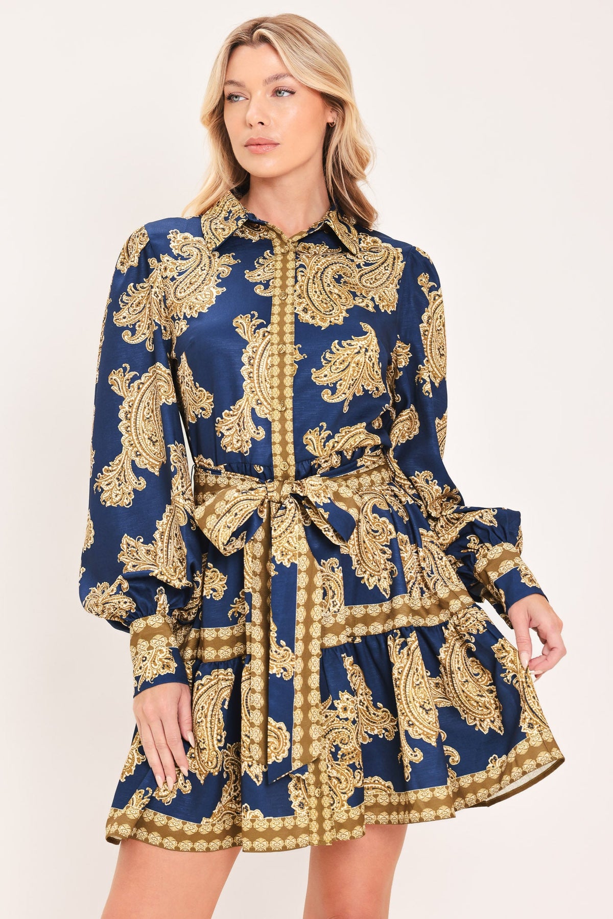 Sapphire Ornament Mini Shirt Dress