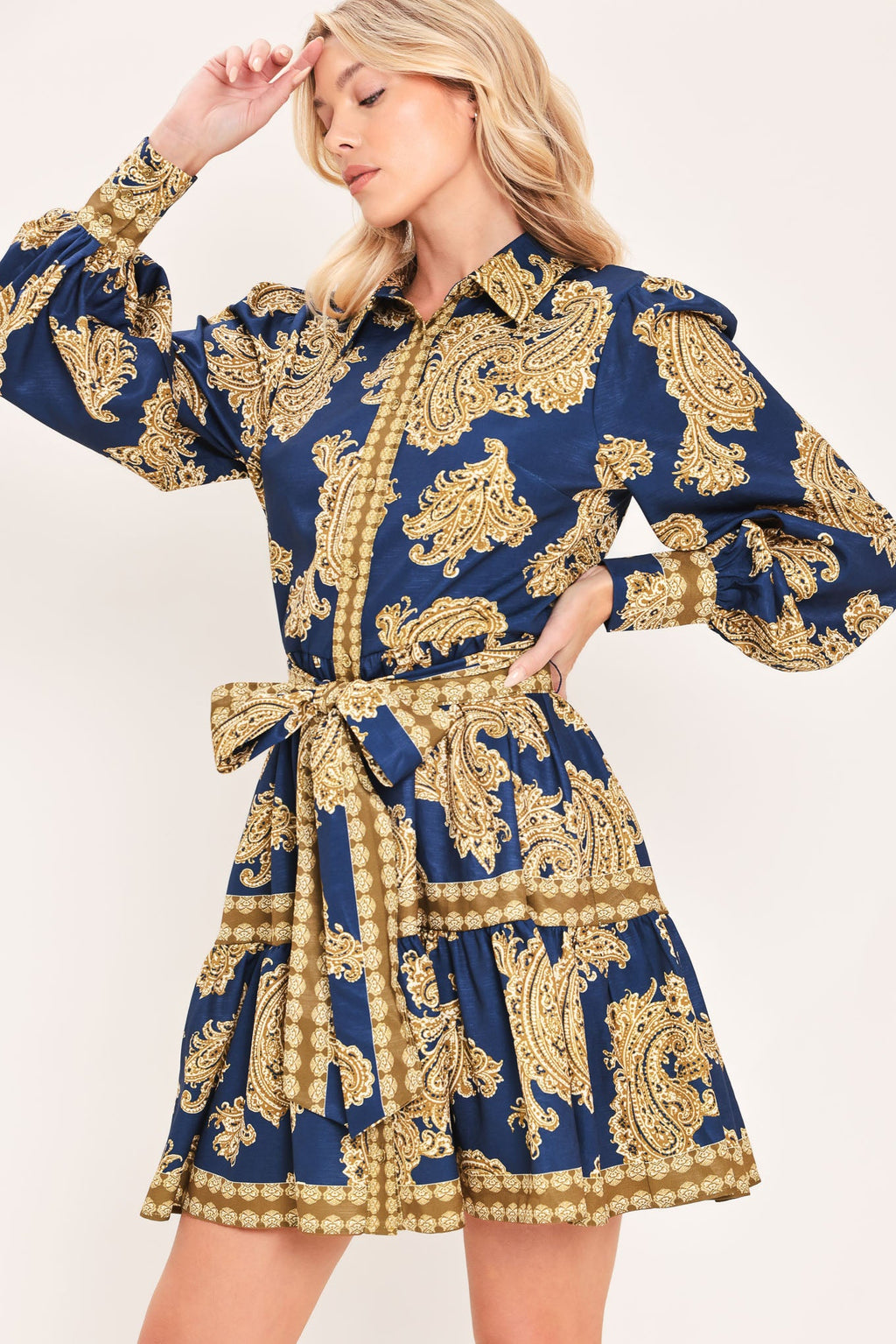 Sapphire Ornament Mini Shirt Dress