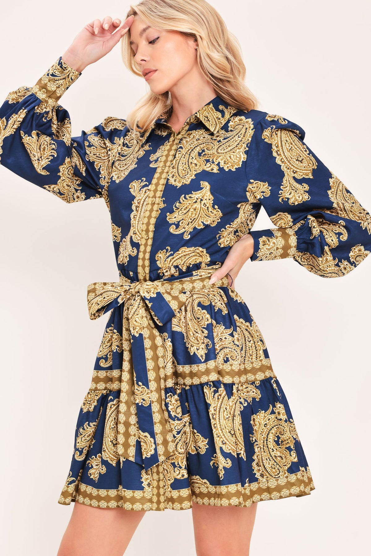 Sapphire Ornament Mini Shirt Dress
