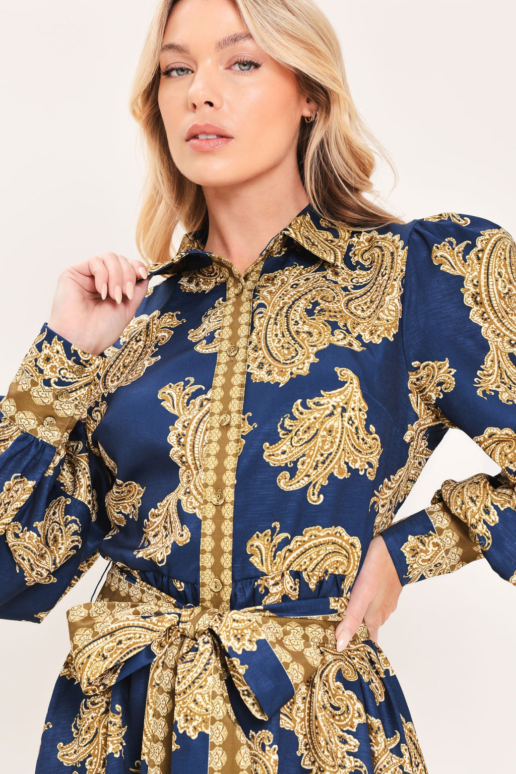 Sapphire Ornament Mini Shirt Dress