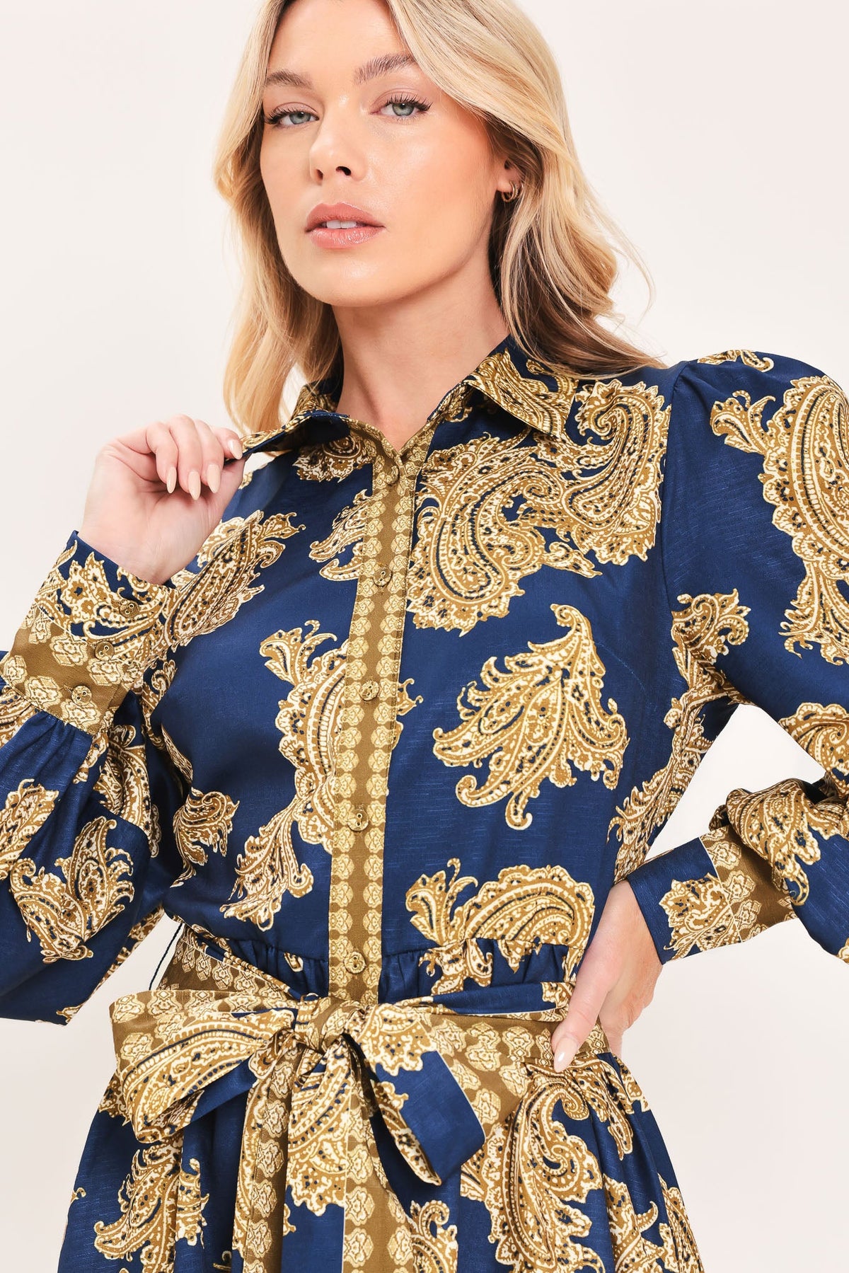 Sapphire Ornament Mini Shirt Dress