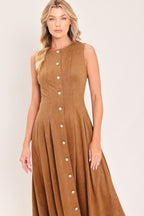 Saddle Suede Swing Midi Dress