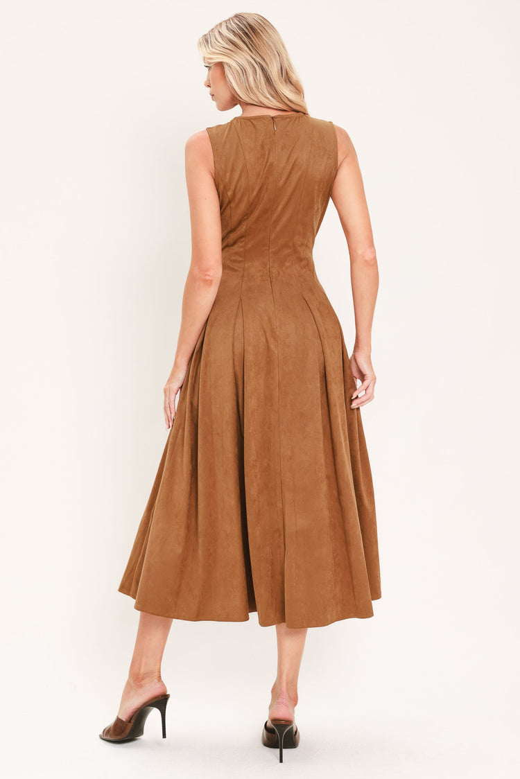 Saddle Suede Swing Midi Dress