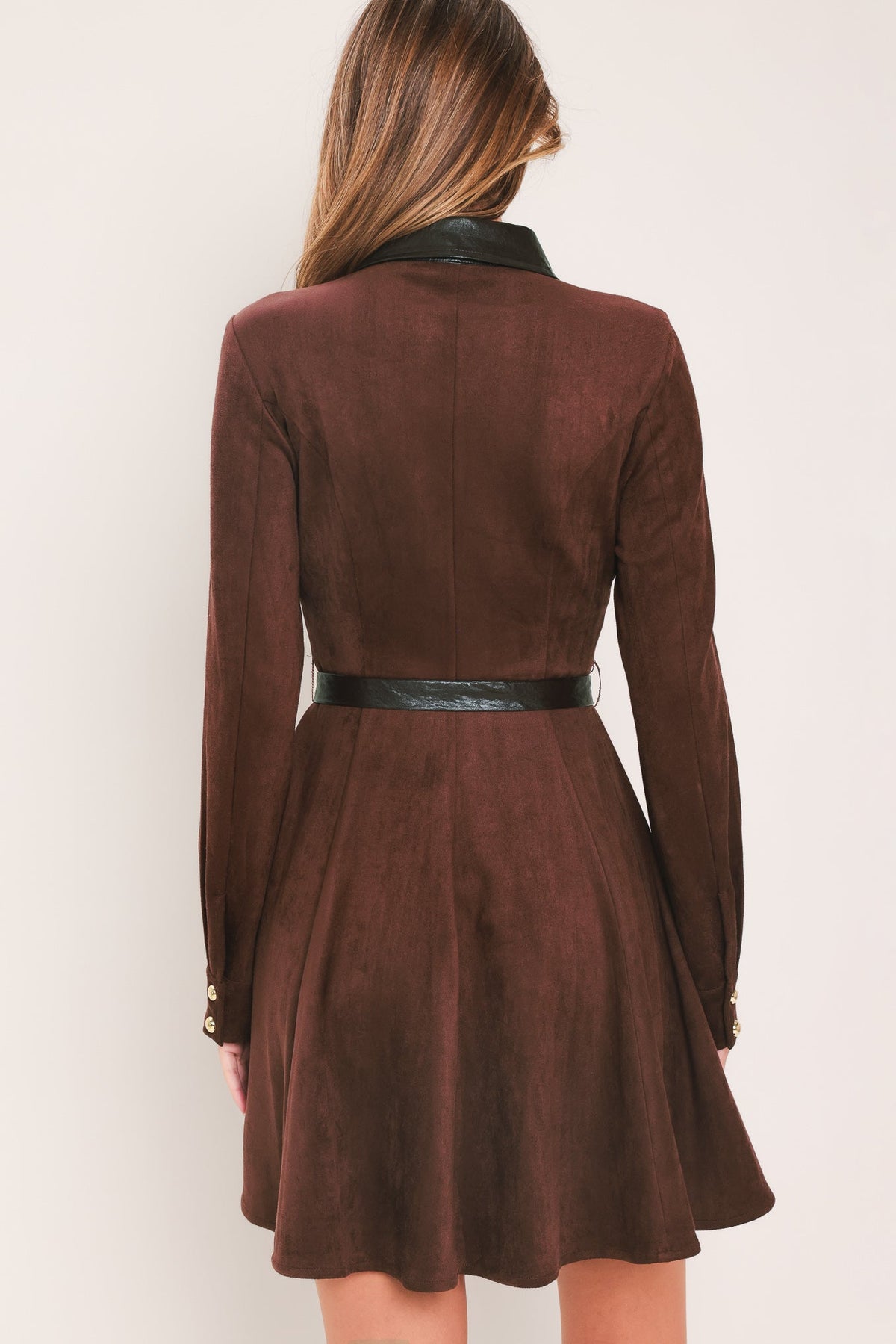 Falling for You Faux Suede Tie-Waist Mini Dress