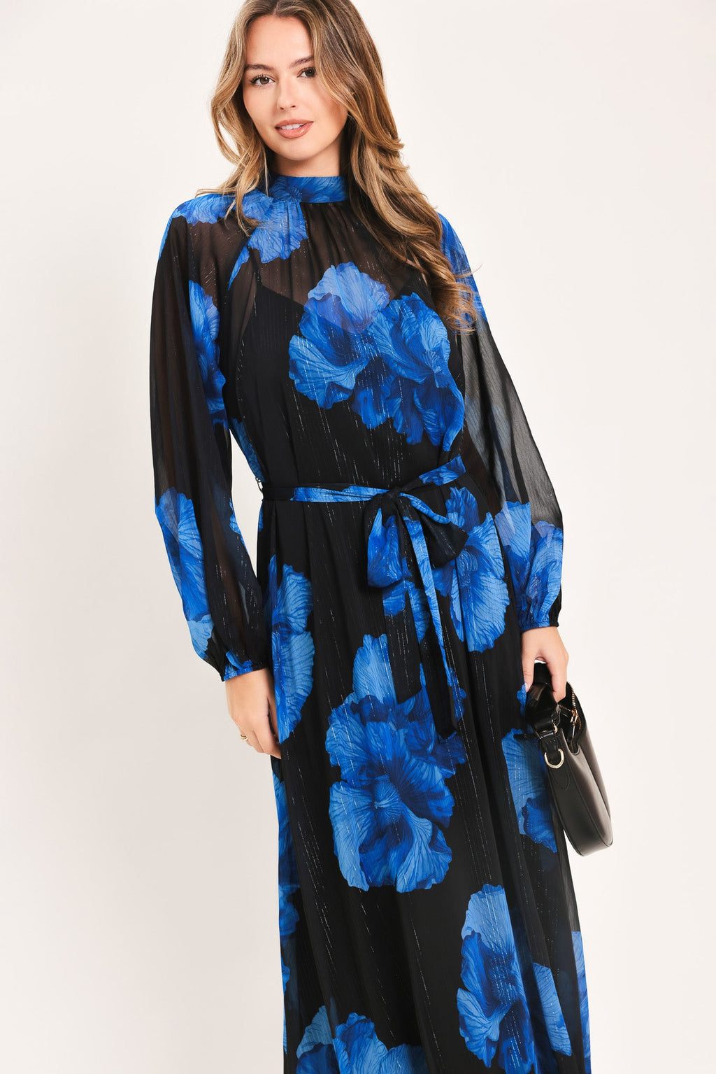 Cobalt Petals in Shadow Maxi Dress
