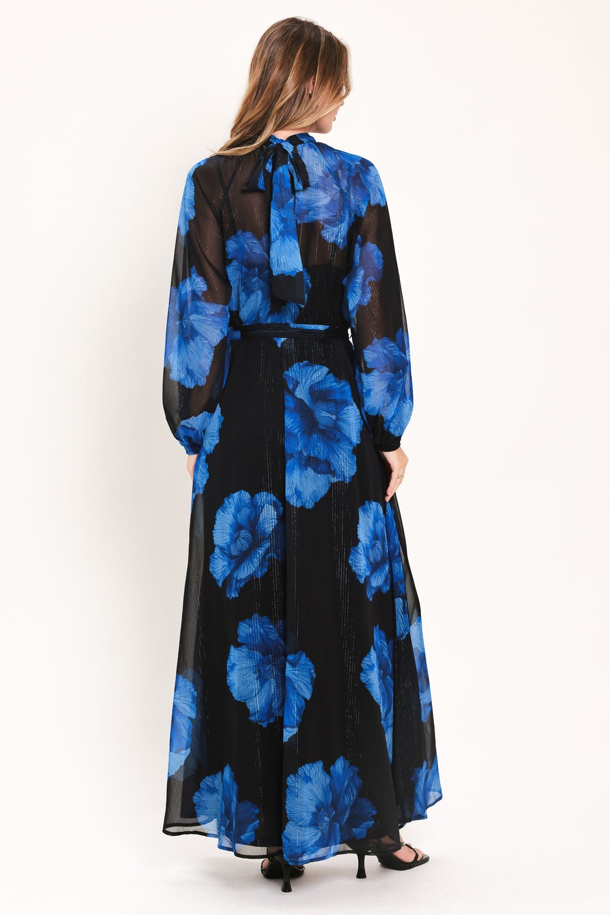 Cobalt Petals in Shadow Maxi Dress