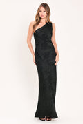 Nocturnal Rose Glow Jacquard Satin Maxi Dress