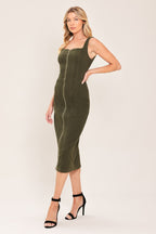 Modern Cargo Chic Twill Midi Dress
