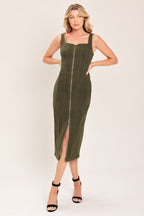 Modern Cargo Chic Twill Midi Dress