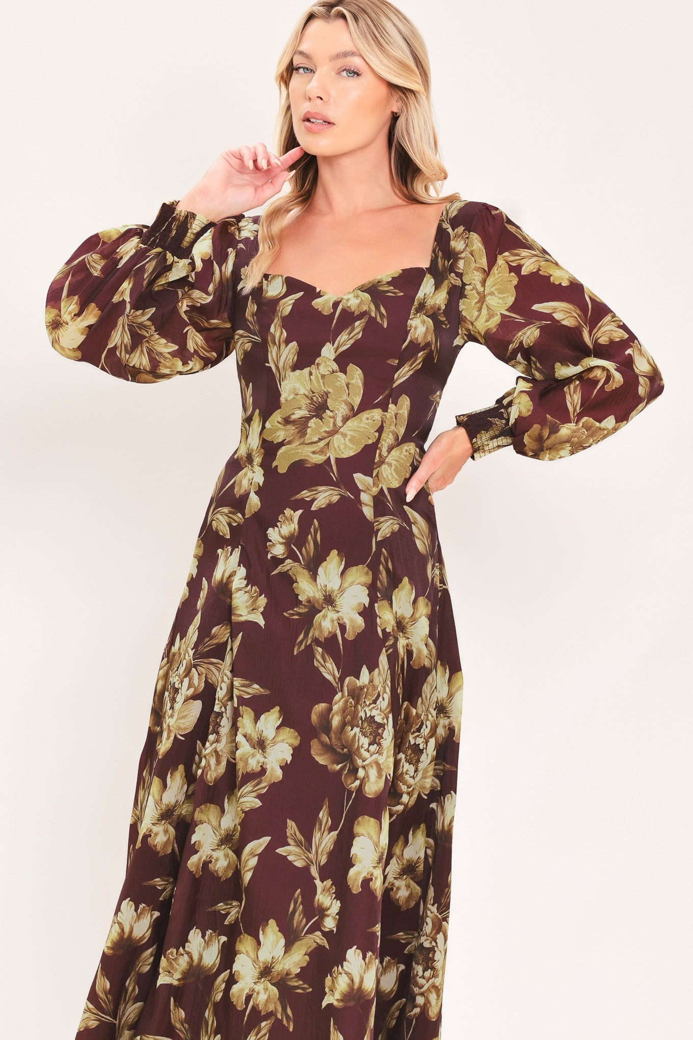 Mulberry Floral Drift Midi Dress