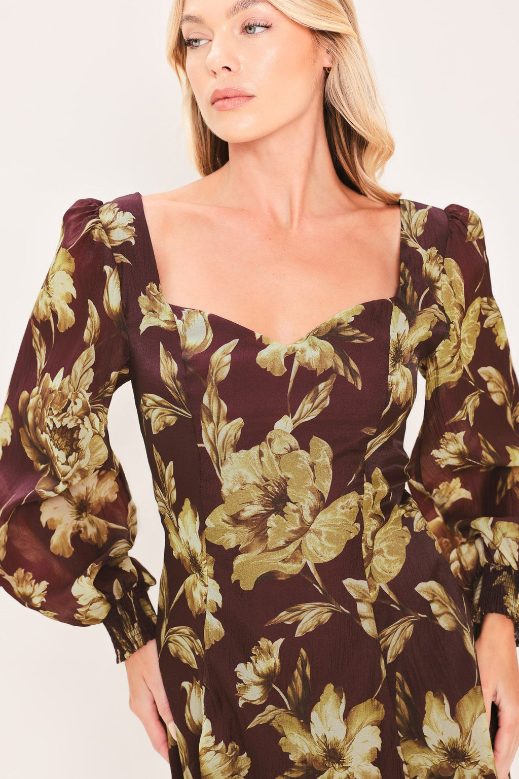 Mulberry Floral Drift Midi Dress