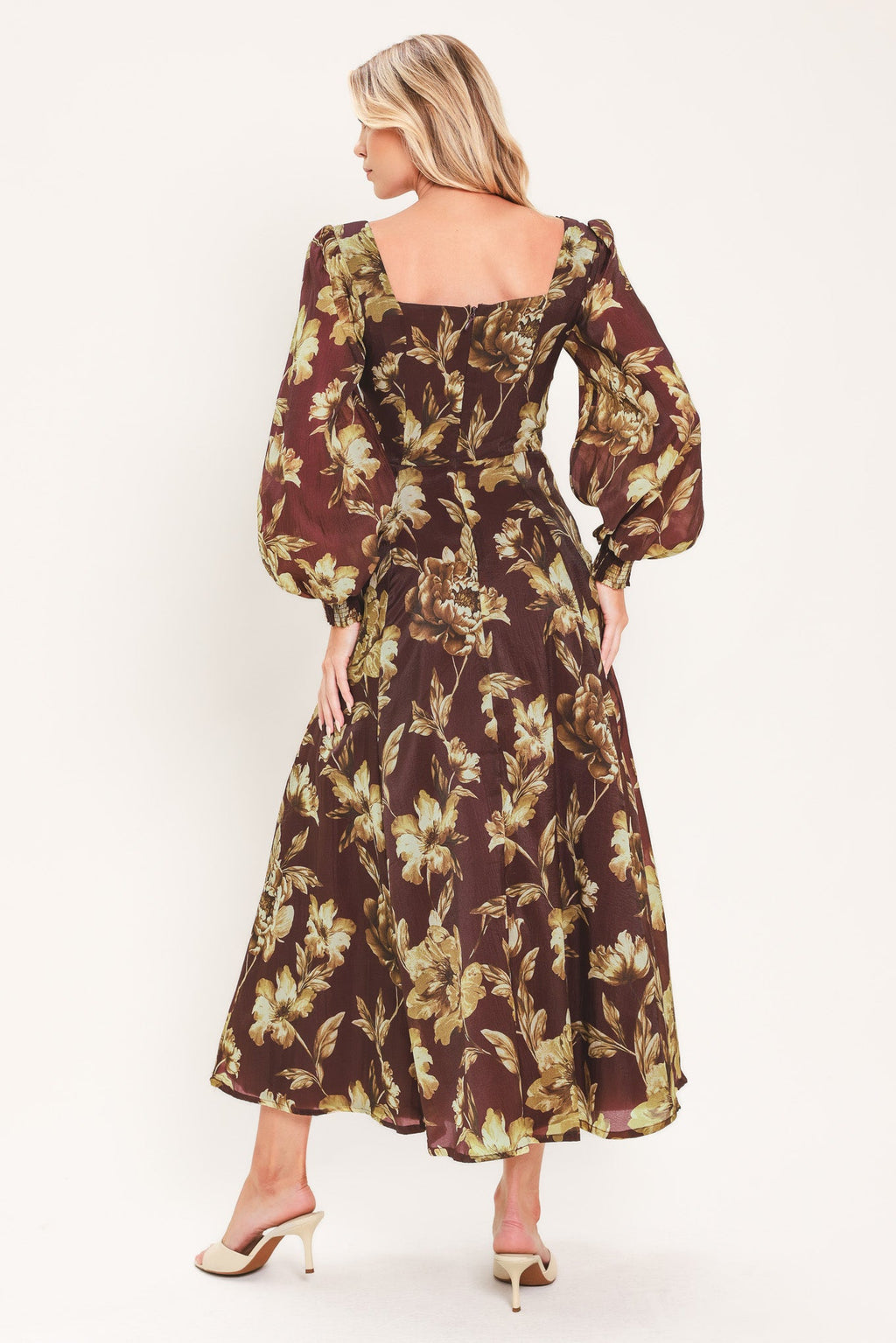 Mulberry Floral Drift Midi Dress