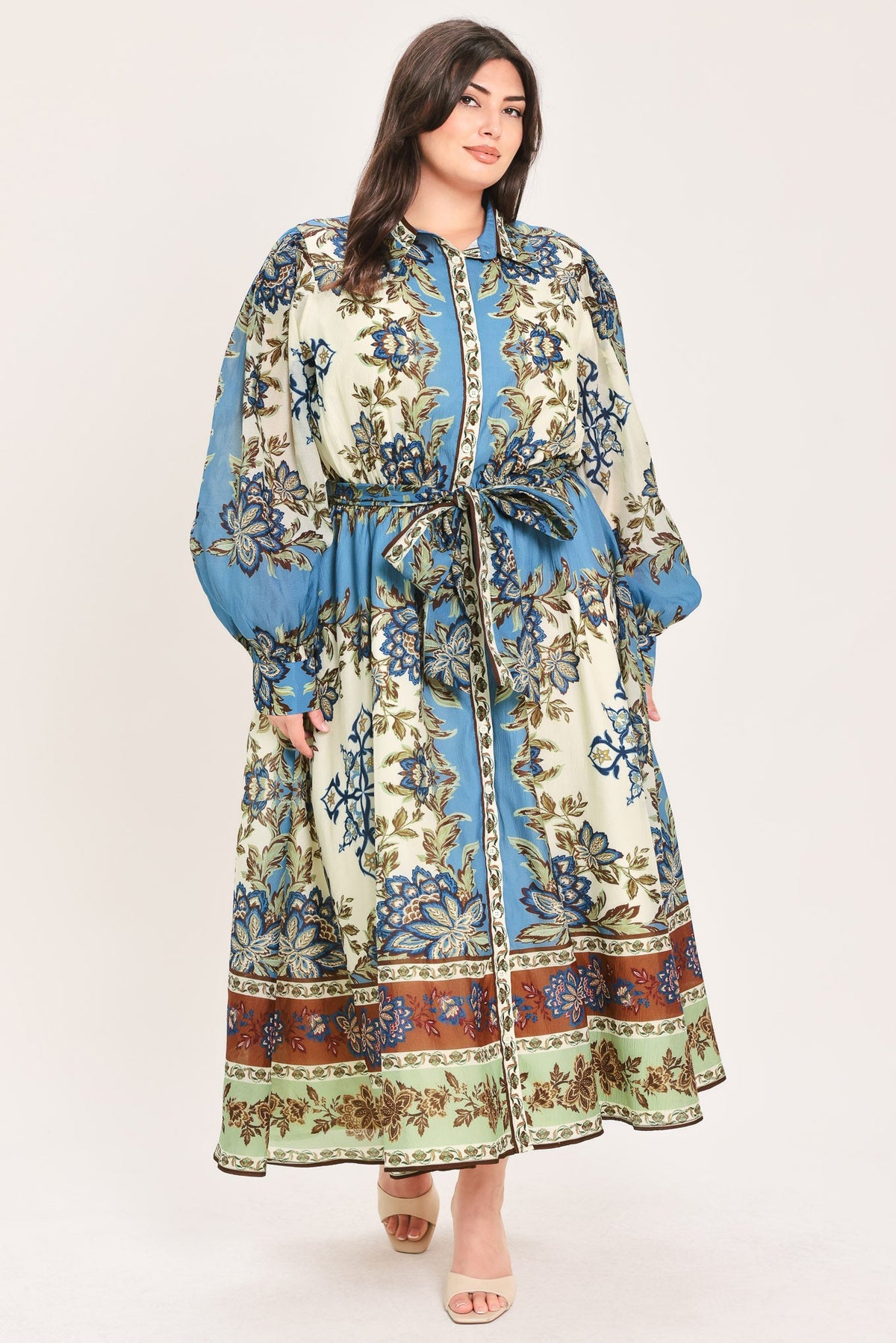 Skyborne Ornamental Grace Midi Shirt Dress