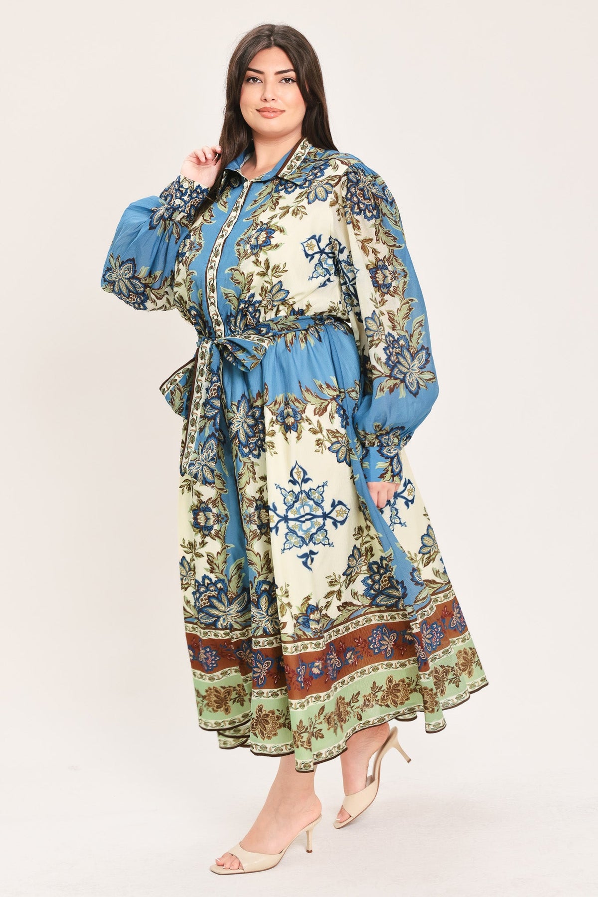 Skyborne Ornamental Grace Midi Shirt Dress