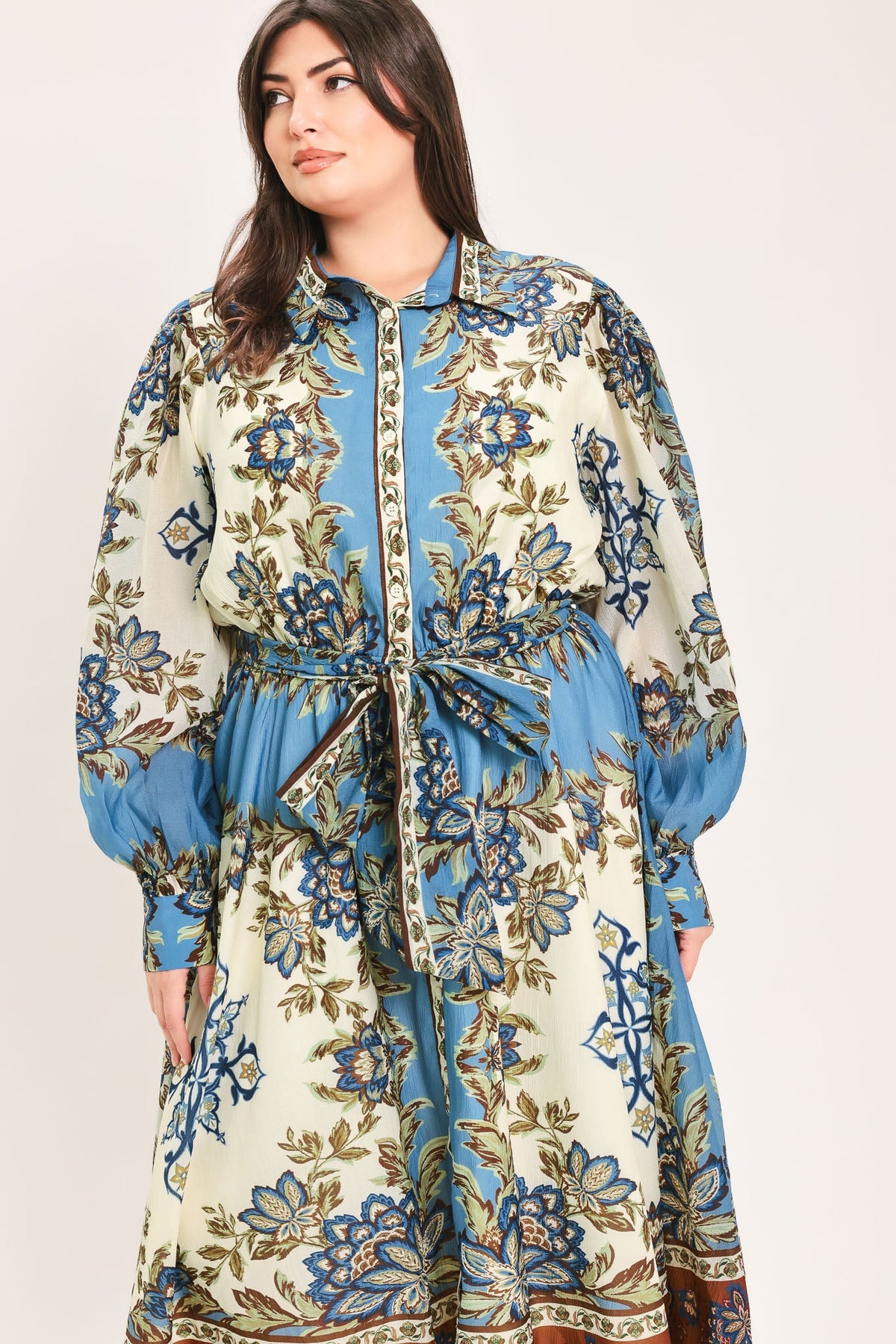Skyborne Ornamental Grace Midi Shirt Dress