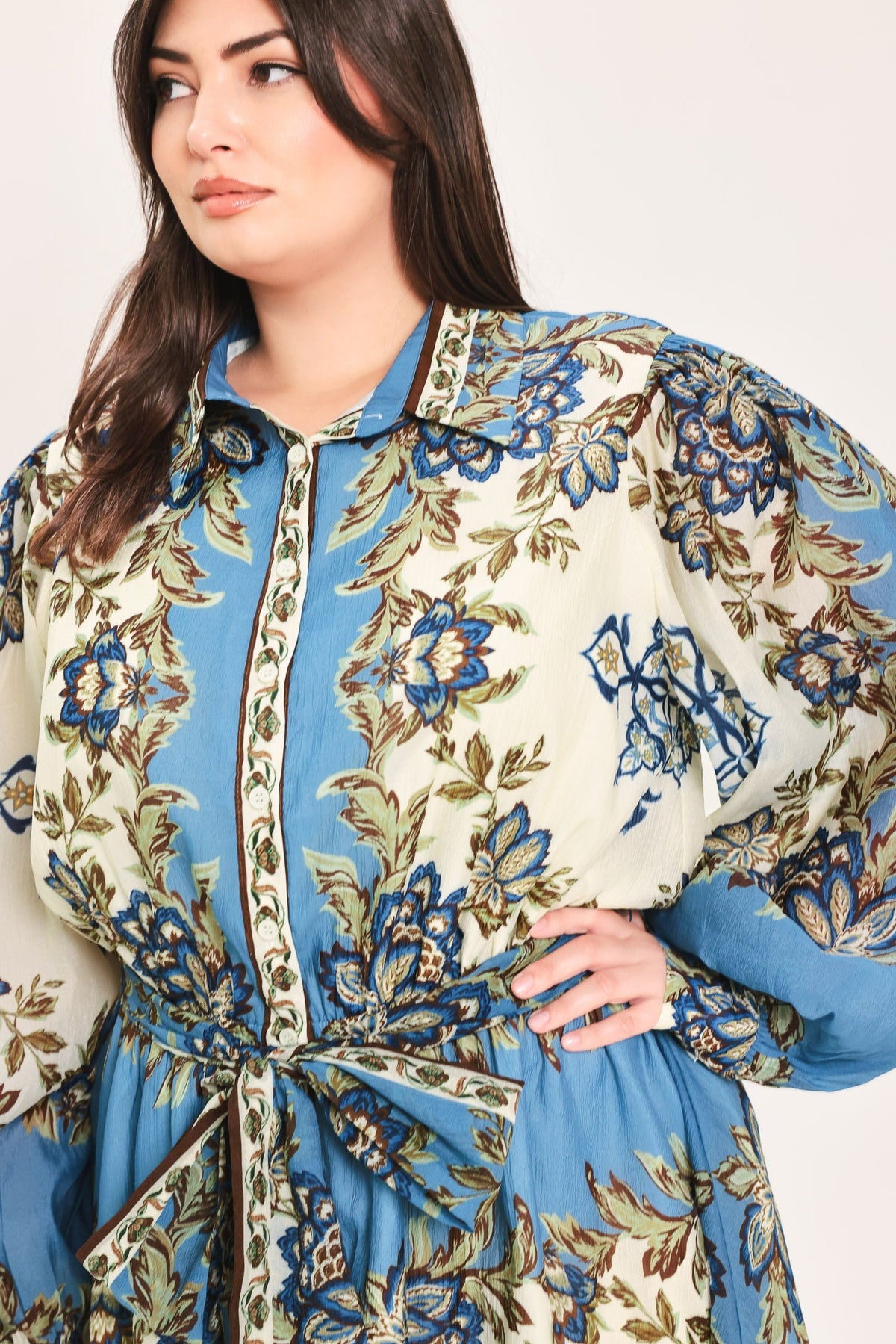 Skyborne Ornamental Grace Midi Shirt Dress