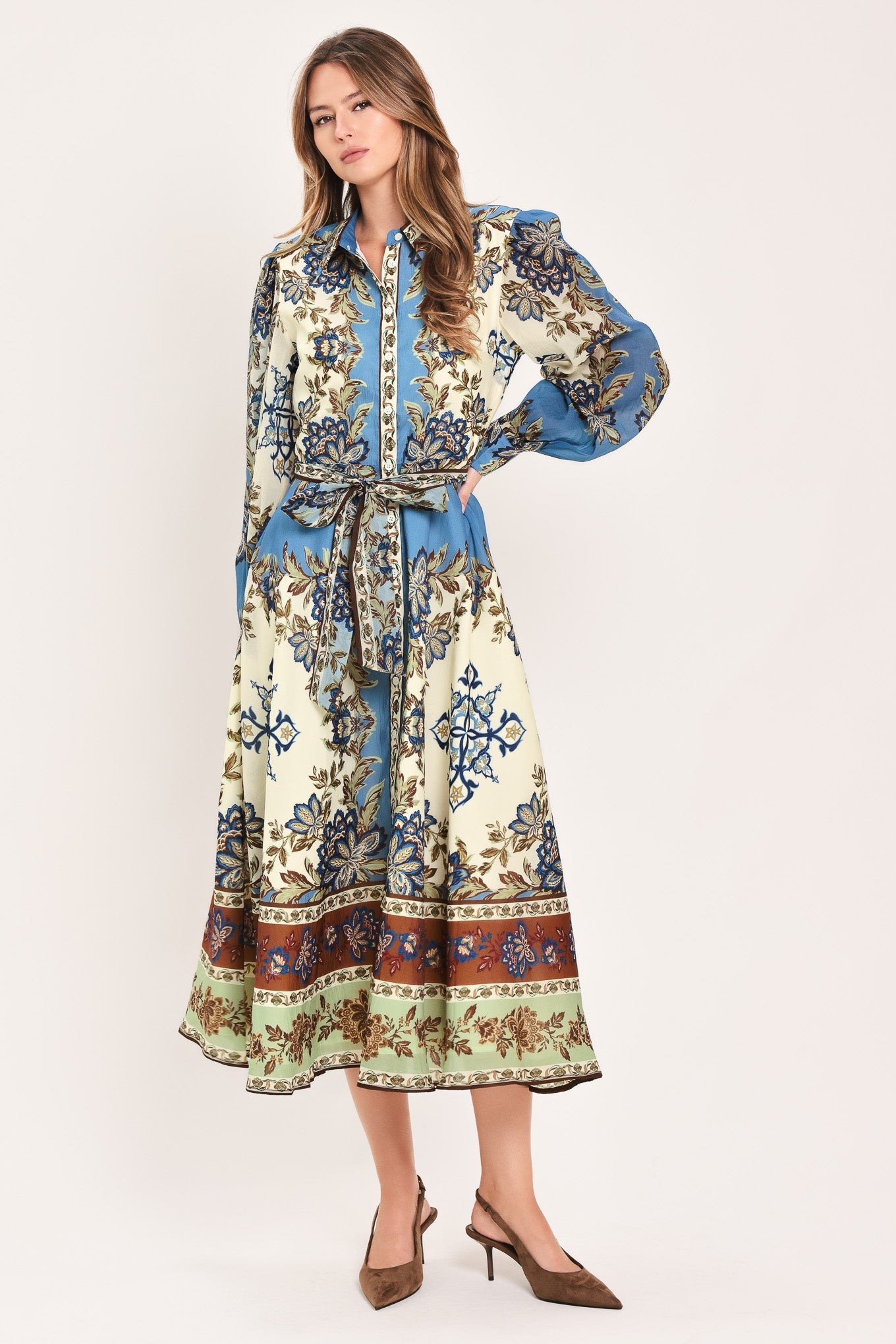 Skyborne Ornamental Grace Midi Shirt Dress