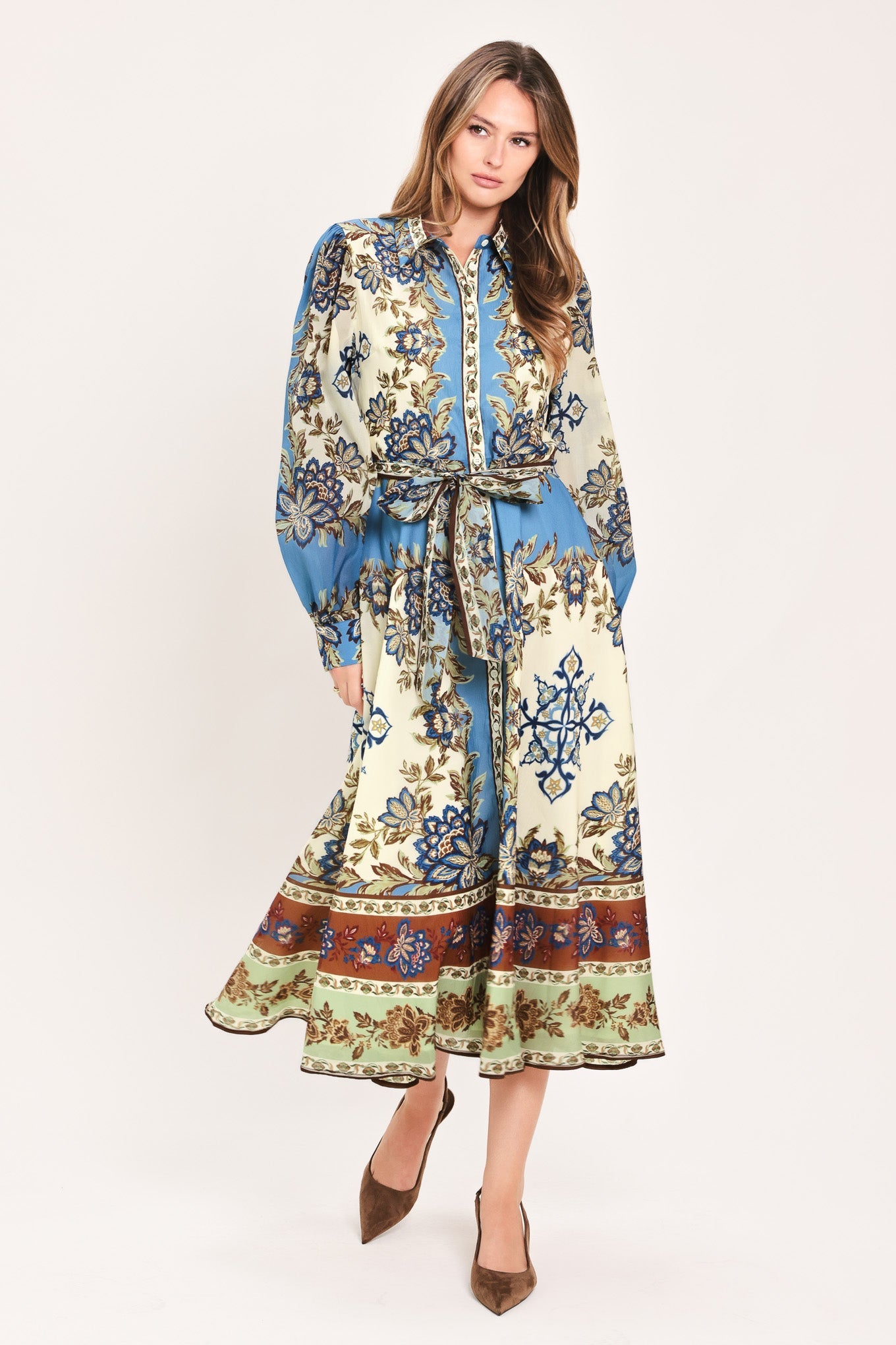 Skyborne Ornamental Grace Midi Shirt Dress