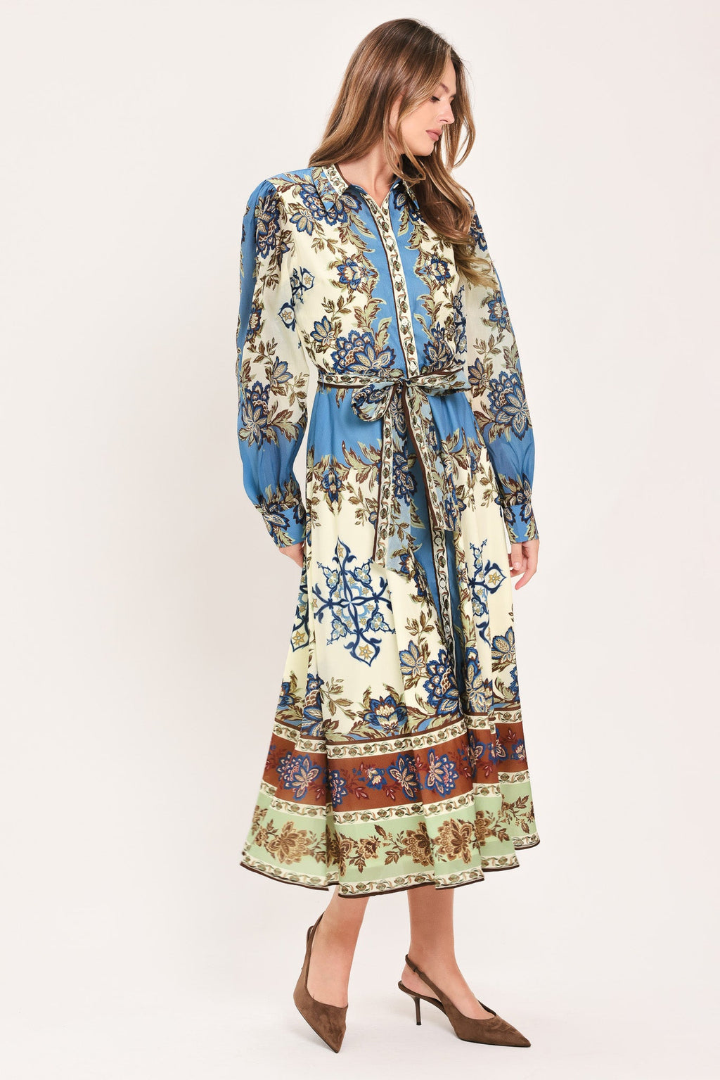 Skyborne Ornamental Grace Midi Shirt Dress