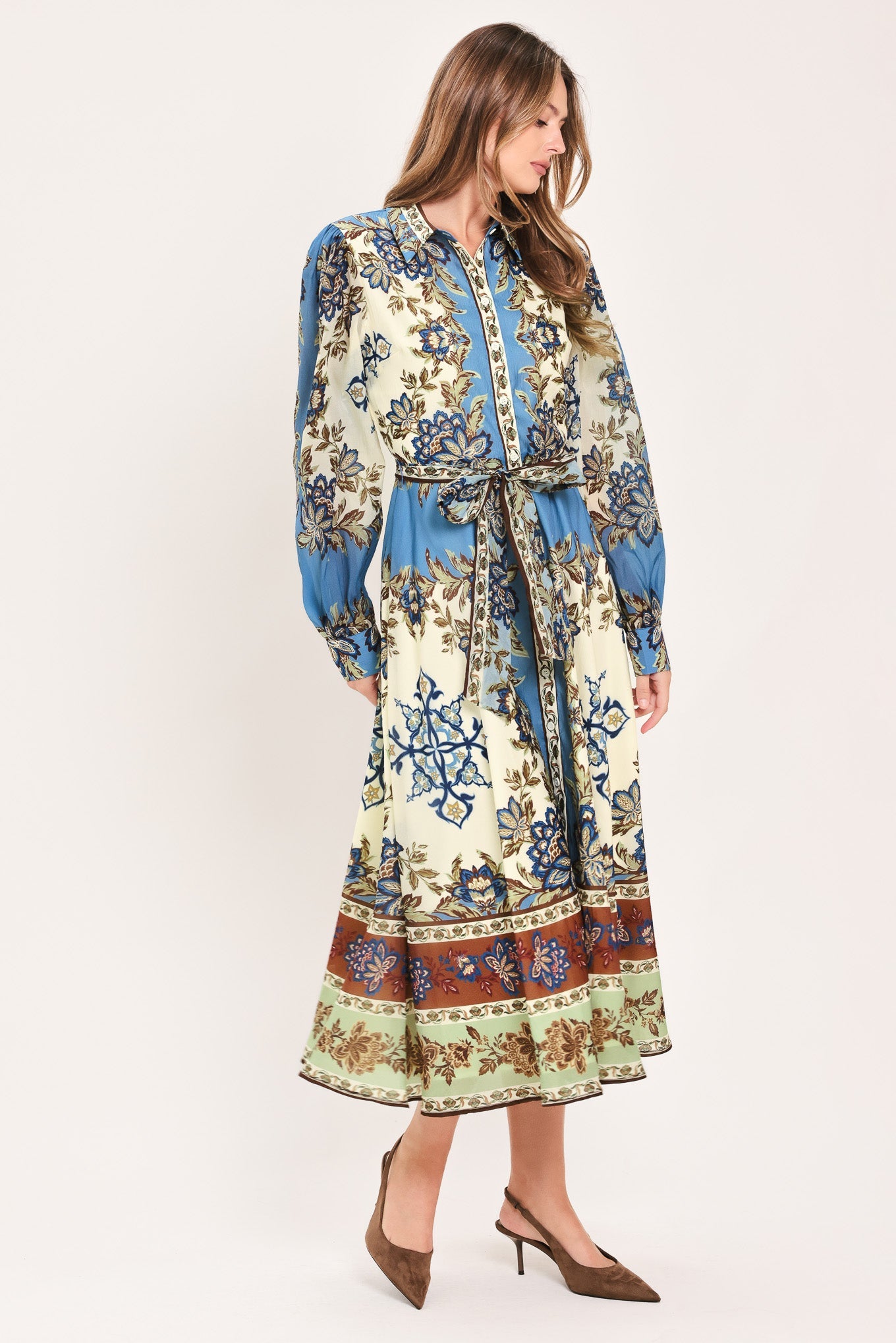 Skyborne Ornamental Grace Midi Shirt Dress