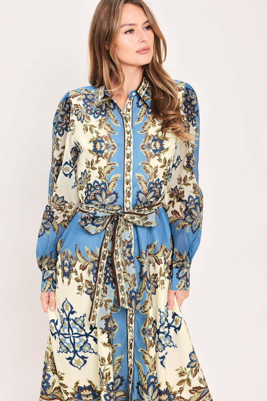 Skyborne Ornamental Grace Midi Shirt Dress