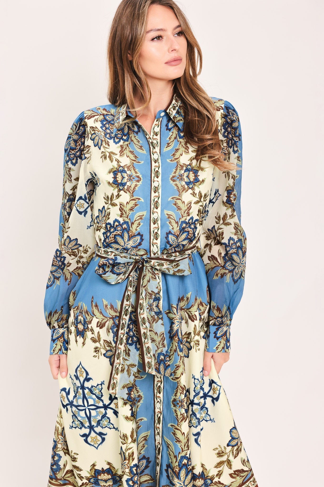 Skyborne Ornamental Grace Midi Shirt Dress