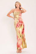 Rosé Garden Gleam Column Maxi Dress