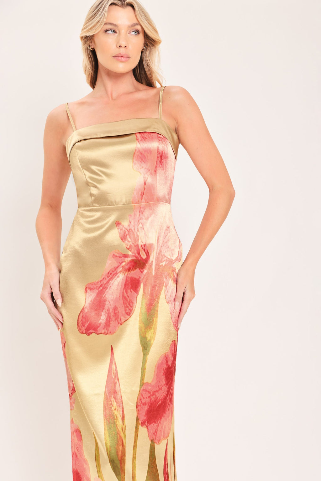 Rosé Garden Gleam Column Maxi Dress