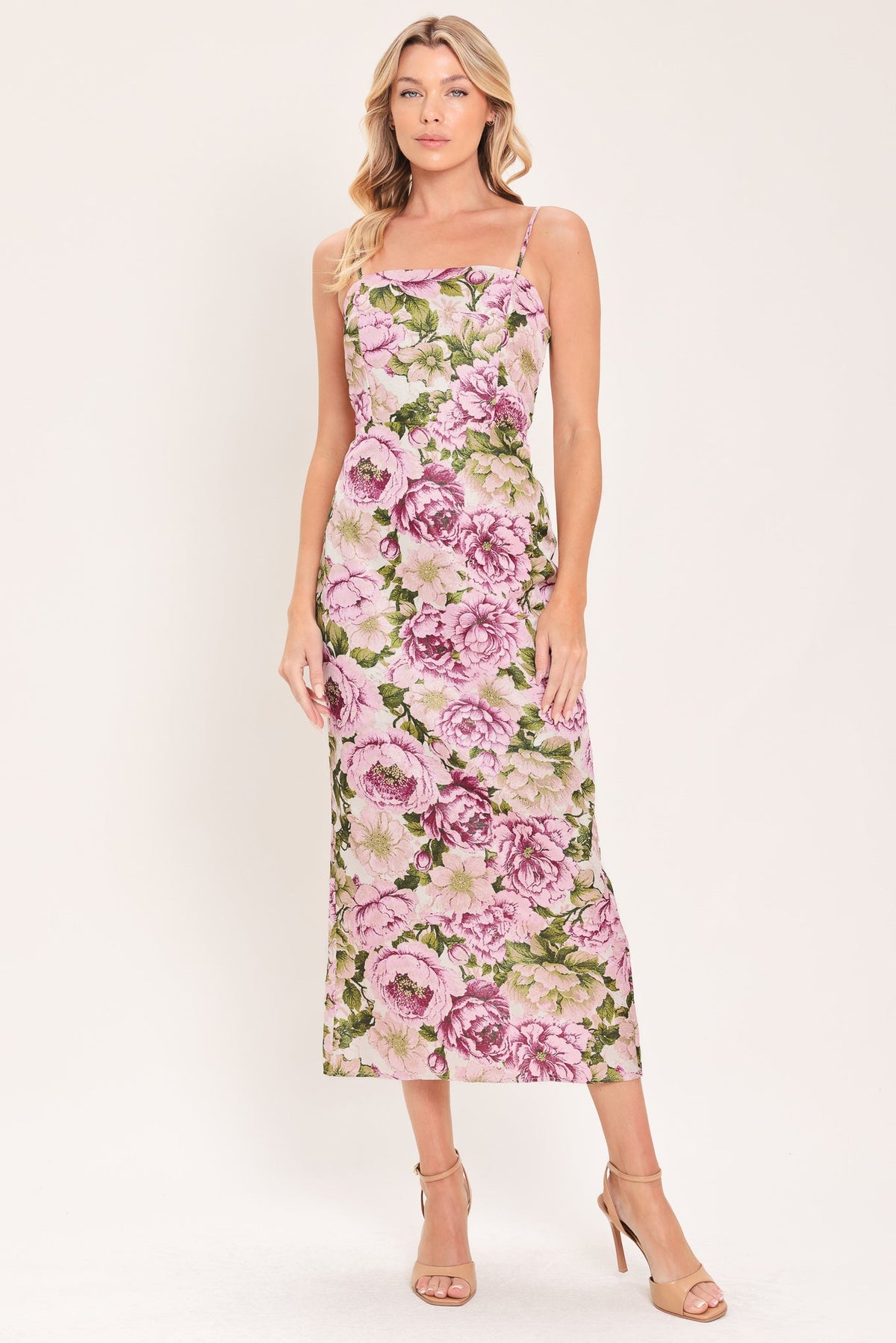 Powder Petal Poise Jacquard Column Dress