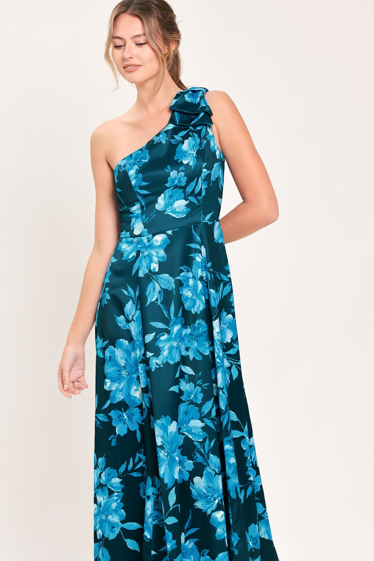 Aquamarine Bloom Fantasia Maxi Dress