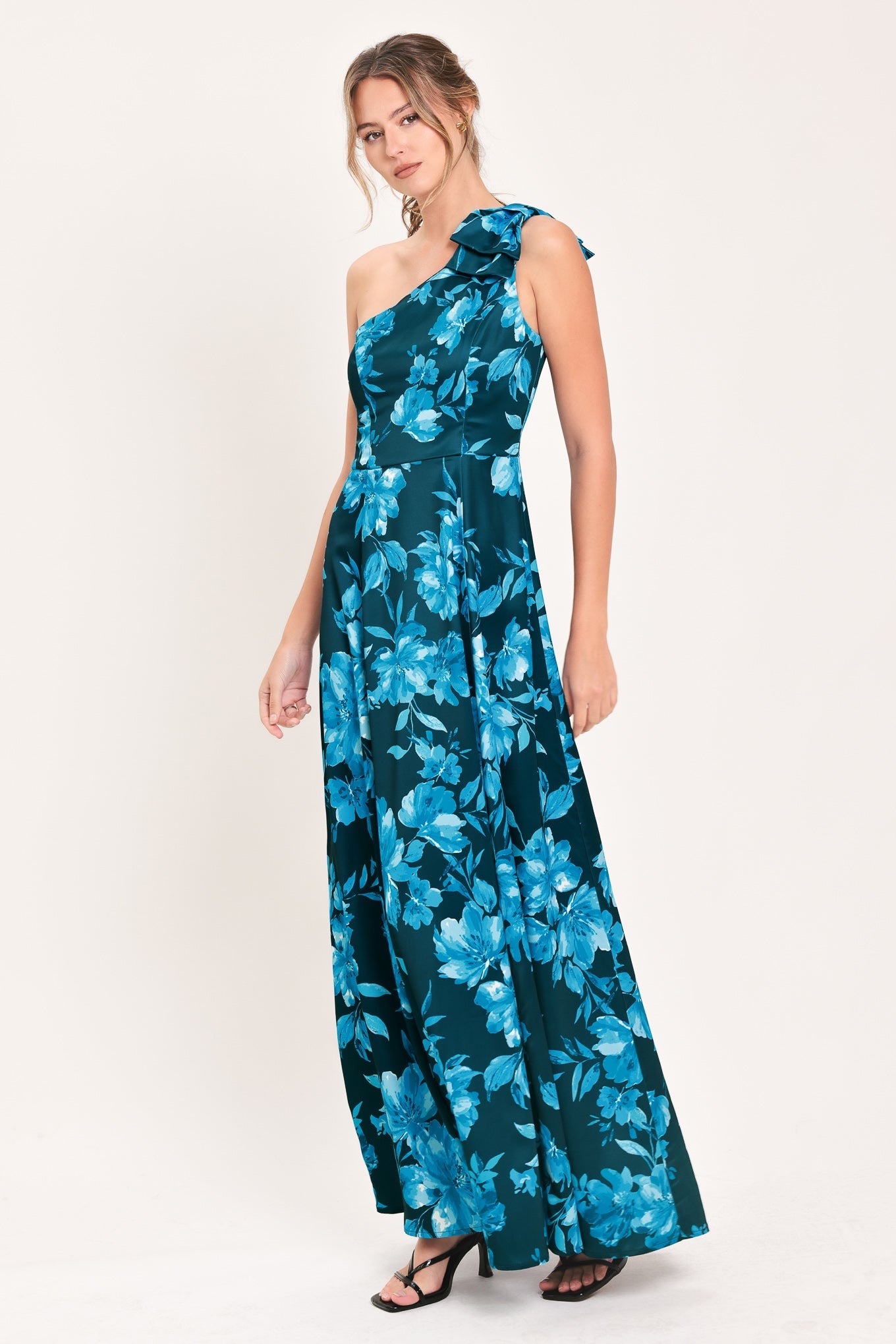 Aquamarine Bloom Fantasia Maxi Dress