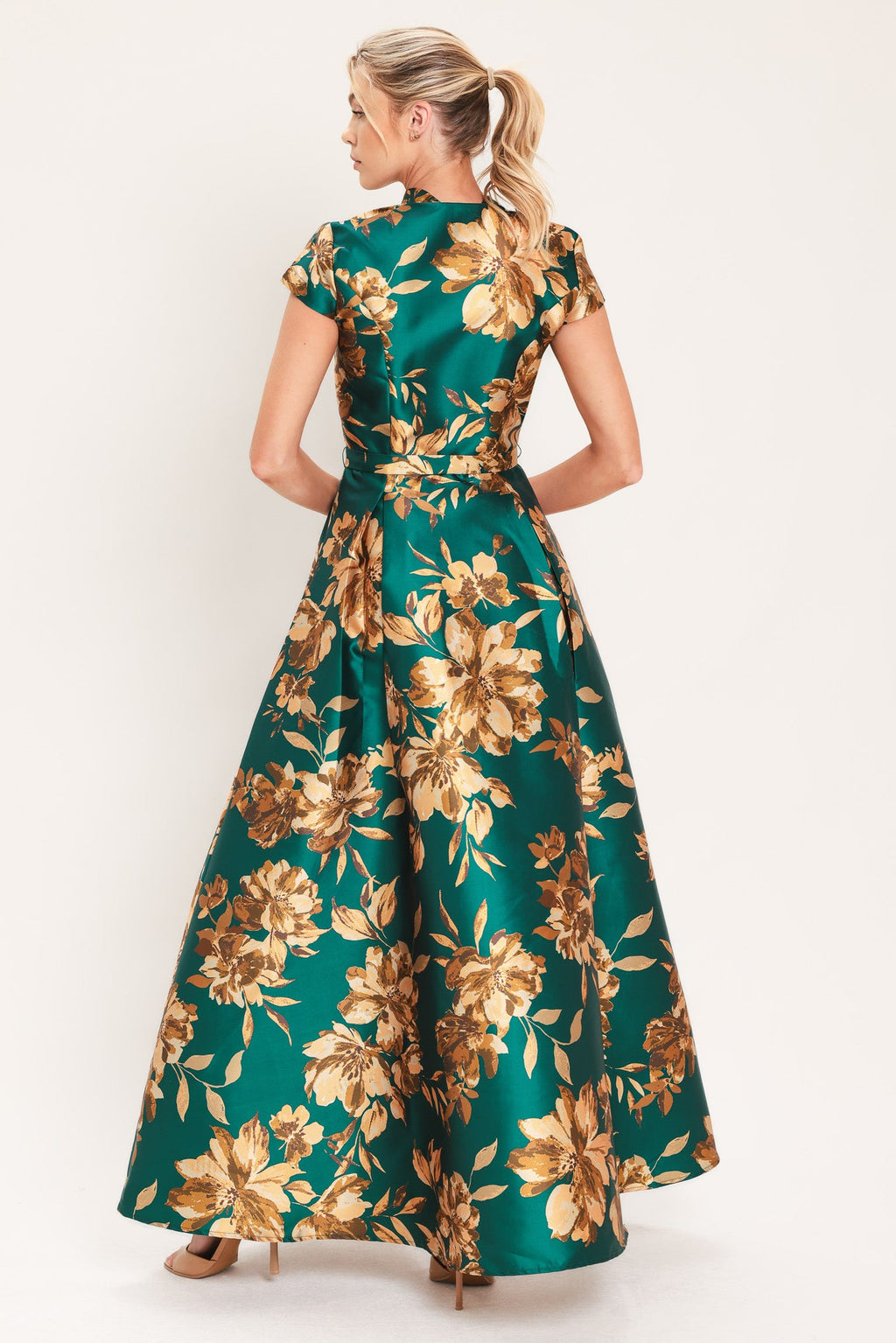 Emerald Golden Bloom Maxi Dress