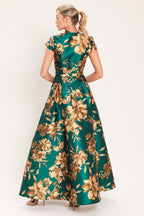 Emerald Golden Bloom Maxi Dress