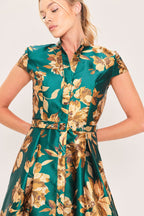 Emerald Golden Bloom Maxi Dress