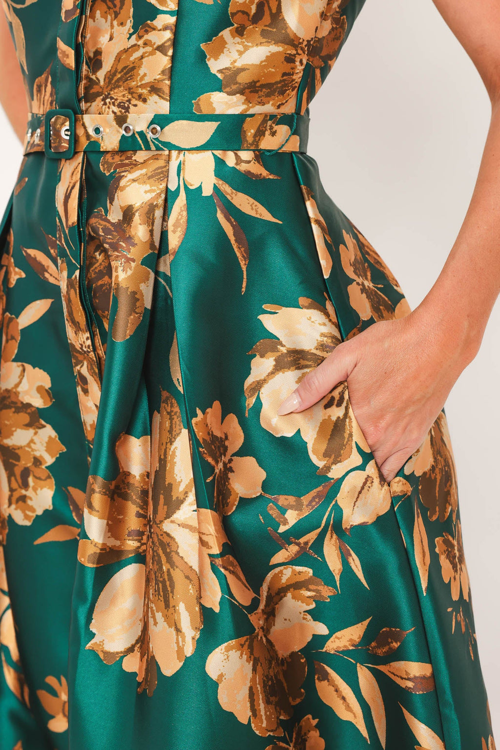 Emerald Golden Bloom Maxi Dress